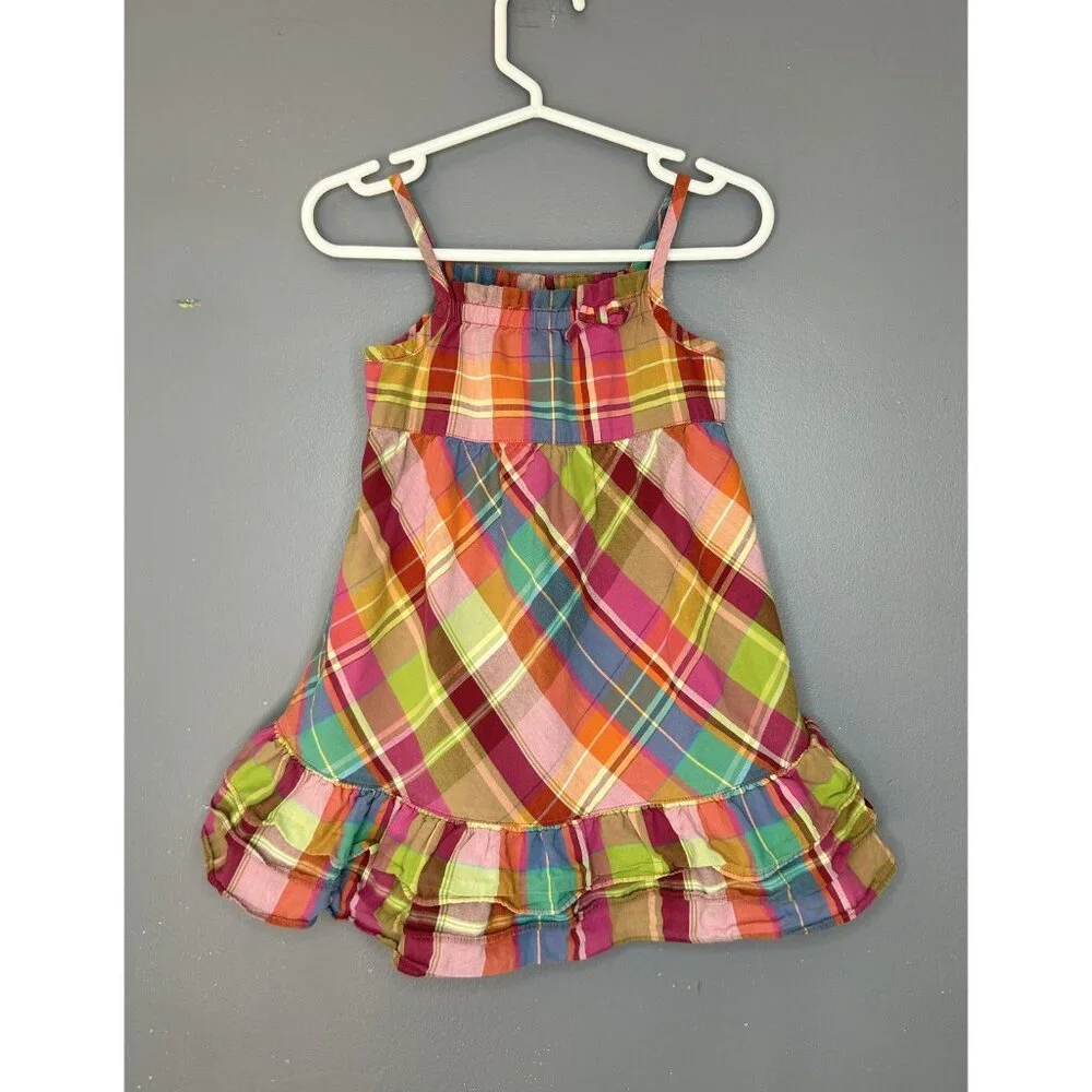 Janie and Jack Sundress Girls 12-18 Months Madras Plaid Tiered Ruffle Bow Cotton